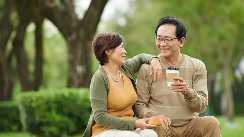 Aged Couple Resting Park Cropped